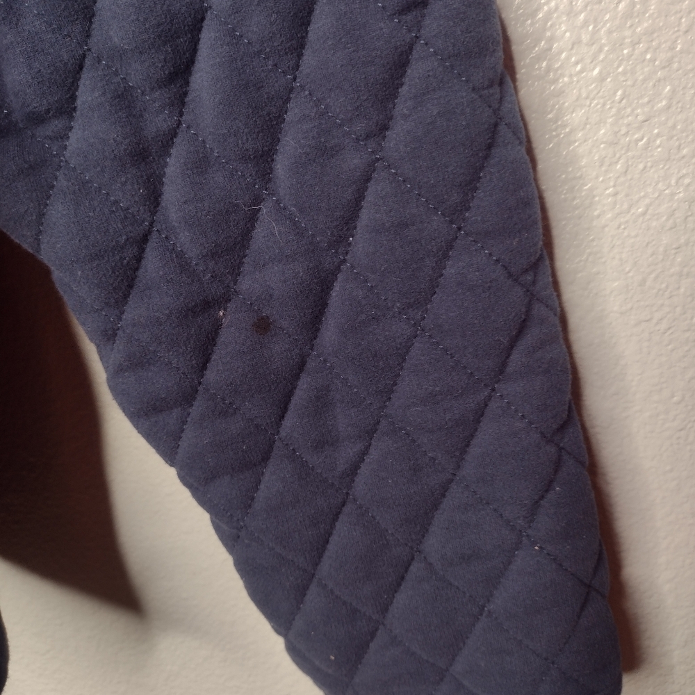 Athleta Retroplush Quilted Crewneck Sweatshirt Top Medium Navy Zip Sides A19 - Picture 4 of 5